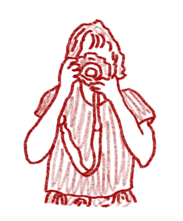 An illustration of your videographer, Kendall using her 35mm film camera